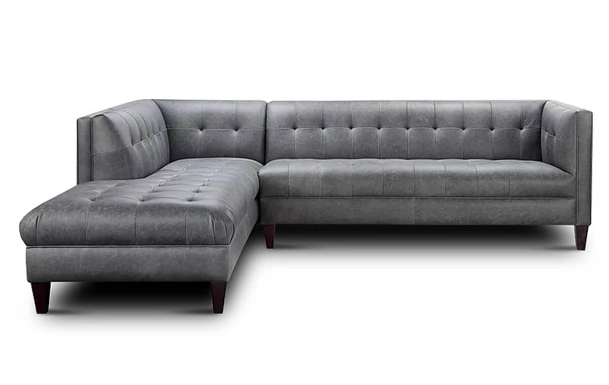GTR Leather Model 6482 Chaise Sofa in Gray