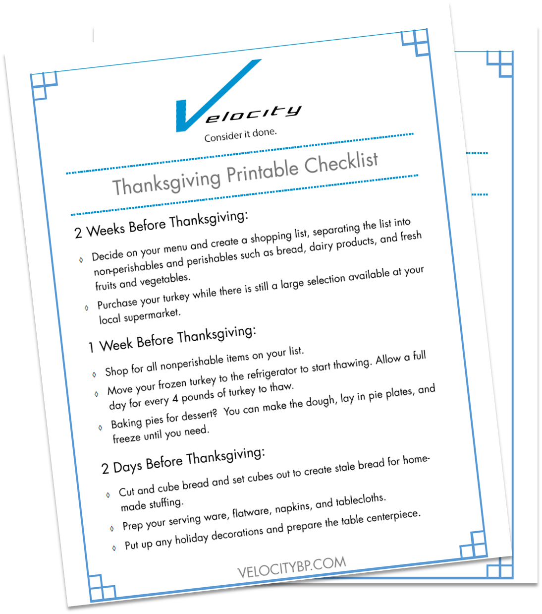 Thanksgiving Printable Checklist 2017